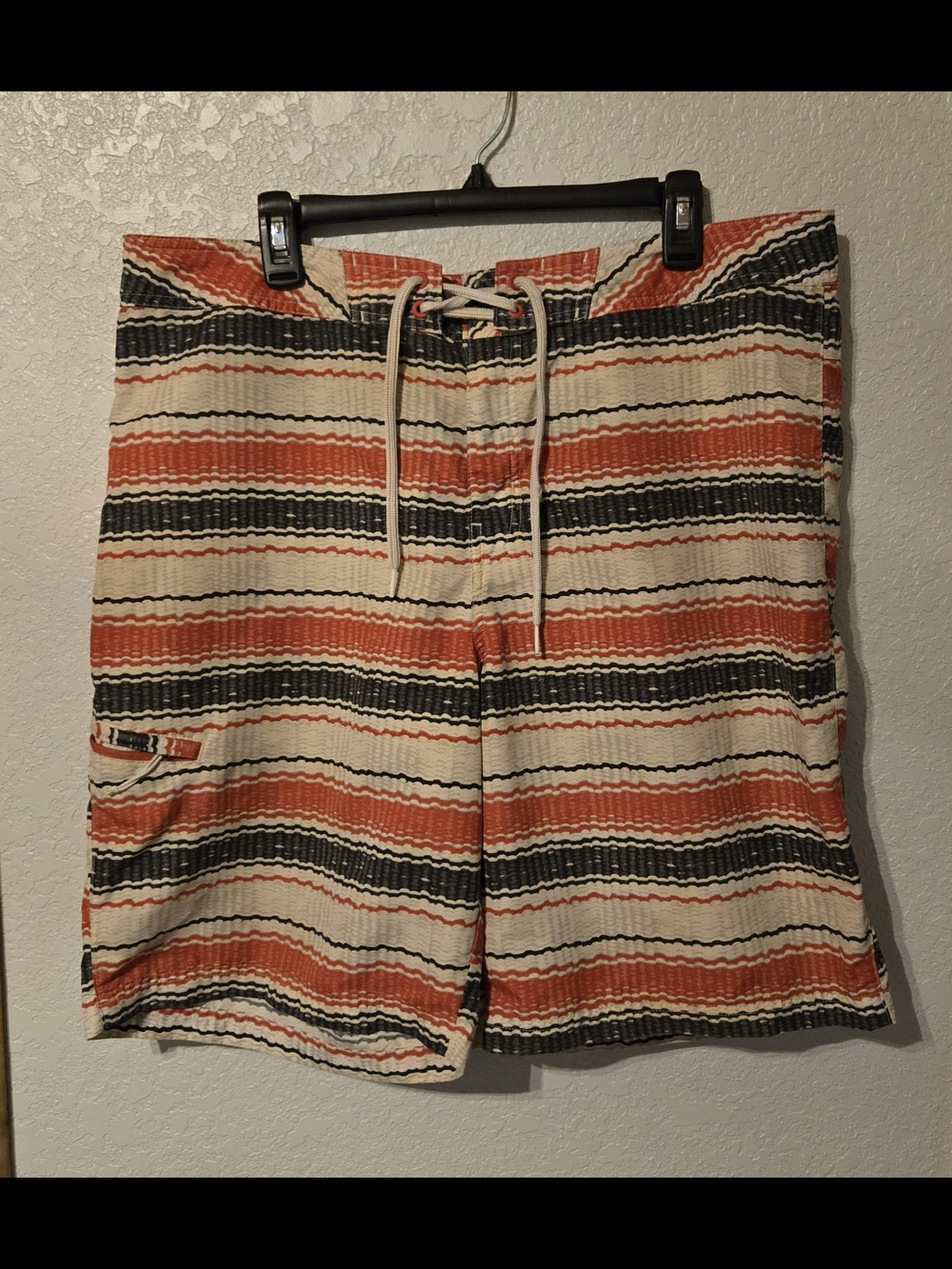 Columbia Orange, Black & Cream Striped Men’s Swim Bermudas XL